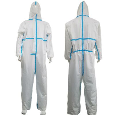 55 gm-70 gm EN14126 Typ 5 6 Einweg-Coveralls mit Heizdichtband
