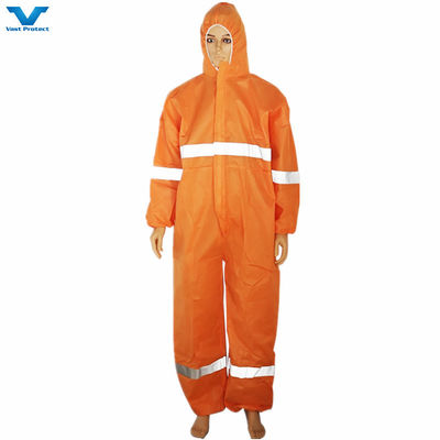Einweg-Coveralls mit reflektierenden Streifen aus Mikroporösem/SMS/Nichtgewebtem/PP-Material