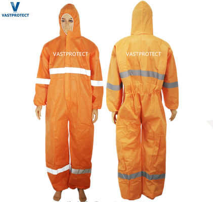 Etikettzubehör Nichtgewebte SMS Mikroporöse Einweg-Coveralls mit reflektierenden Streifen