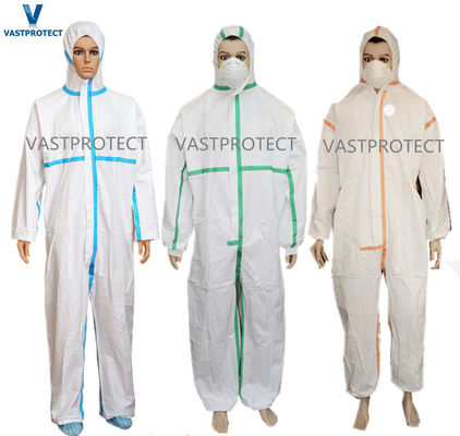 Erste Zahlung Einweg-Tape-Coveralls mit versiegelter Naht EN1149 EN1073