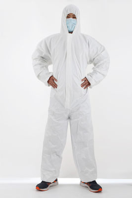 Einweg-PPE-Wasserdicht Atmungskleidung Typ 56 Kategorie 3 Weißes Schutzbekleid