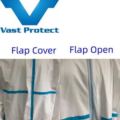 Weißes, atmungsaktives, einmaliges Mikroporöses Coverall mit individueller Anforderung und Blautape