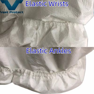 Weißes, atmungsaktives, einmaliges Mikroporöses Coverall mit individueller Anforderung und Blautape