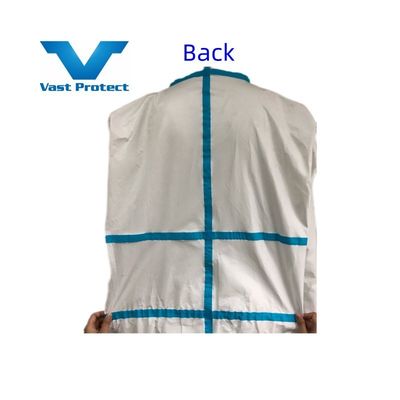 Weißes, atmungsaktives, einmaliges Mikroporöses Coverall mit individueller Anforderung und Blautape