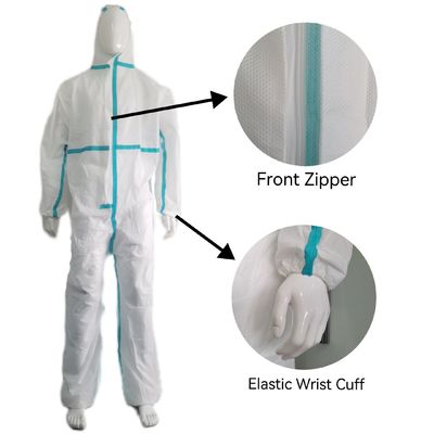 Weißes Einwegbekleid mit CE-Zertifikat Typ5/6 Wärmeband
