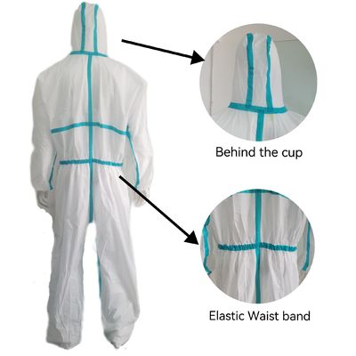 Weißes Einwegbekleid mit CE-Zertifikat Typ5/6 Wärmeband