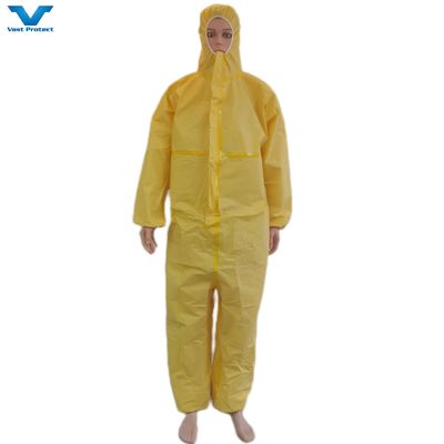 Gelb Einwegschutzchemikalie Gesamtbekleidung CE ohne Schuhdeckung OEM/ODM
