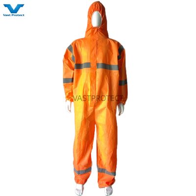 Typ5 6 Industrie-PPE Orange SMS Einweg-Coveralls Taille Stil individuell angefordert