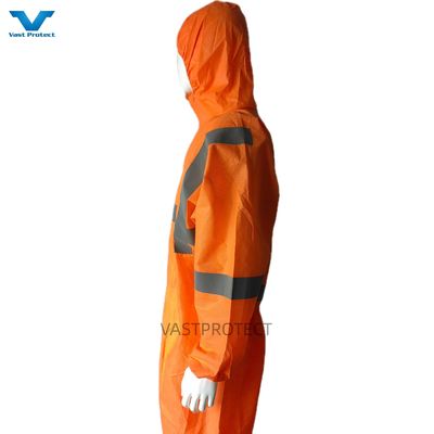 Typ5 6 Industrie-PPE Orange SMS Einweg-Coveralls Taille Stil individuell angefordert