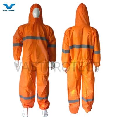 S-5XL Größe Mikroporöses Wasserdichtes Typ5 6 Einweg-orangefarbene Oberwäsche mit Reflektorband