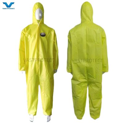 Gelb chemische Proof ISO Hooded Einweg-Coveralls OEM Industrielle Anpassung