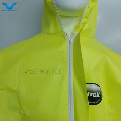 Gelb chemische Proof ISO Hooded Einweg-Coveralls OEM Industrielle Anpassung