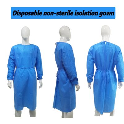 Schutzkleid mit gestrickten Manschetten aus weichem, antistatischem Stoff VPT-501 Hals/Rückenverschluss Blau PP Nonwoven