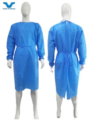 Schutzkleid mit gestrickten Manschetten aus weichem, antistatischem Stoff VPT-501 Hals/Rückenverschluss Blau PP Nonwoven