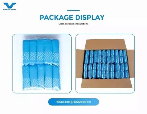 Elastischer Stil Einweg-PP 10-30g Blau Anti-Rutsch Druck Schuhdeckel Profi