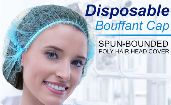15GSM V101 Einweg-Nichtgewebter PP-Clip-Streifen Bouffant Haarnetz Mob-Kappe mit elastischem