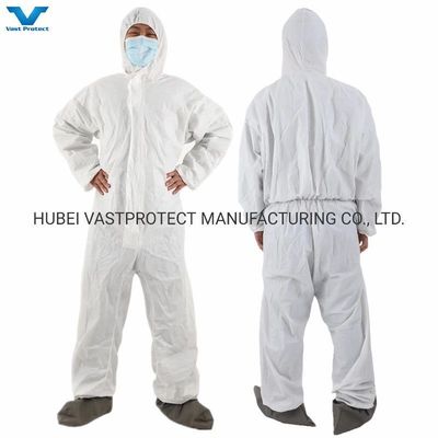 Standardtyp 5 6 Mikroporöse Einweg-Coveralls aus nicht gewebten Stoffen mit grauer Schuhhülle