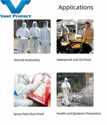VASTPROTECT-604 PP PE Weiß Einweg-Kleidung Typ5 6 Chemikalienschutz-Kleidung