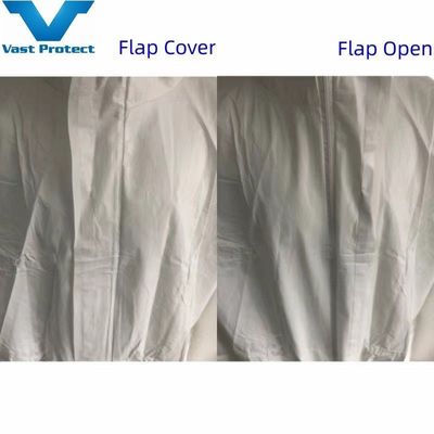SGS Weißflüssigkeitsbeständig Atmungsanwendbar Anti-statisch Soft Micro Film Coverall mit Taille