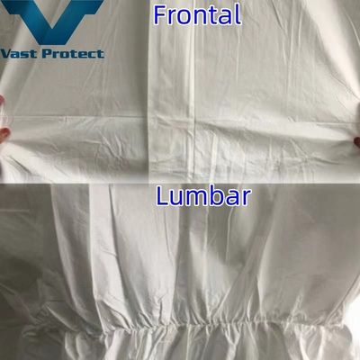 SGS Weißflüssigkeitsbeständig Atmungsanwendbar Anti-statisch Soft Micro Film Coverall mit Taille