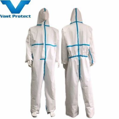 Einfach zu tragen Versiegelte Naht Einwegweiß Mikroporös Coverall Komfortable Design