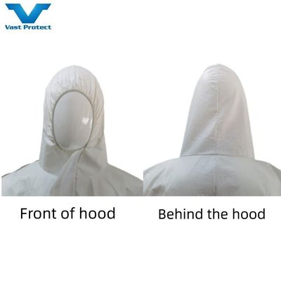 Weißes Schutzanzug PPE CE Typ5 6 Mikroporöse Kapuzenoverall OEM akzeptiert
