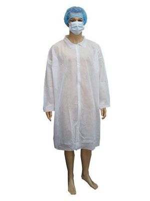 Nicht gewebter PP-Labormantel mit elastischen Manschettenknöpfen M L XL XXL 20GSM 30GSM 40GSM Weiß