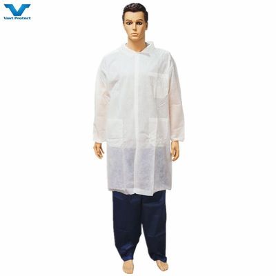 Elastische Manschette Reißverschluss Magic Tape Velco Taschen Nicht gewebter PP Labormantel für M L XL XXL Größen