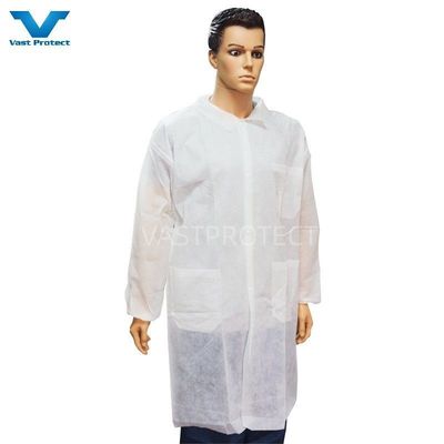 Elastische Manschette Reißverschluss Magic Tape Velco Taschen Nicht gewebter PP Labormantel für M L XL XXL Größen