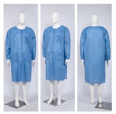 Weißer Labormantel aus microporosem PP-SMS-Material und gestricktem Kragen S-XXL