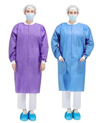 Weißer Labormantel aus microporosem PP-SMS-Material und gestricktem Kragen S-XXL