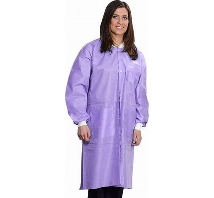 Staubdichte Einweg-Laborkleider für Erwachsene mit Strickmanschetten und Taschen ISO9001-zertifiziert