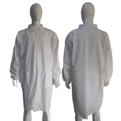 Weißes Einweg-Labormantel ohne Taschen Elastische Manschetten 20000 Stück/Tag
