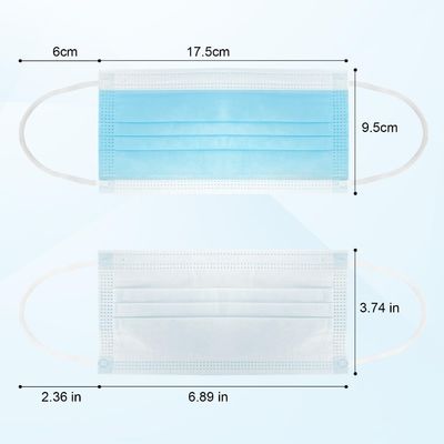 Blaue 3 Ply Earloop Einweg-Medizinische Gesichtsmaske für Erwachsene Nassclip Elastische Labor getestet