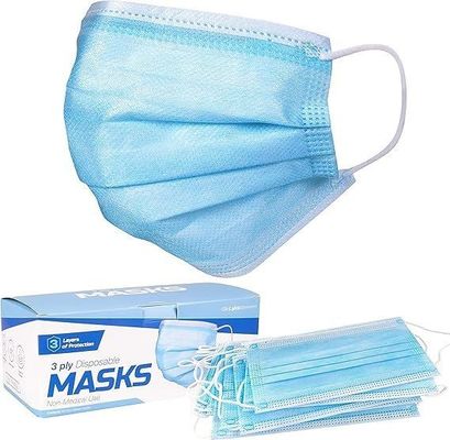 Blaue 3 Ply Earloop Einweg-Medizinische Gesichtsmaske für Erwachsene Nassclip Elastische Labor getestet