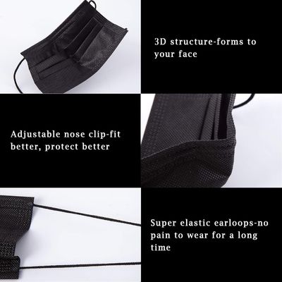 Schutzmaske für chirurgische und medizinische Einwegmasken mit schwarzem 3 Ply-Filter-Schutz