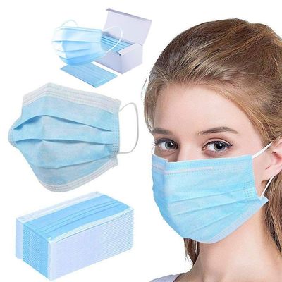 Elastische Nasenklammer 3 Ply-Ohrschleife Einweg-blaue Gesichtsmaske für weiche Haut und Komfort