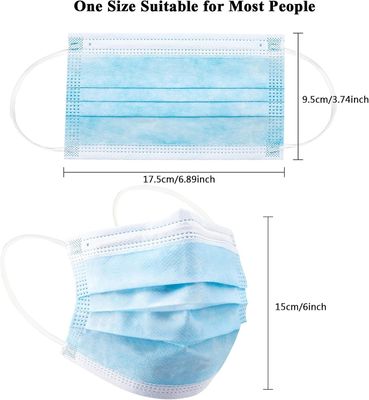 Elastische Nasenklammer 3 Ply-Ohrschleife Einweg-blaue Gesichtsmaske für weiche Haut und Komfort