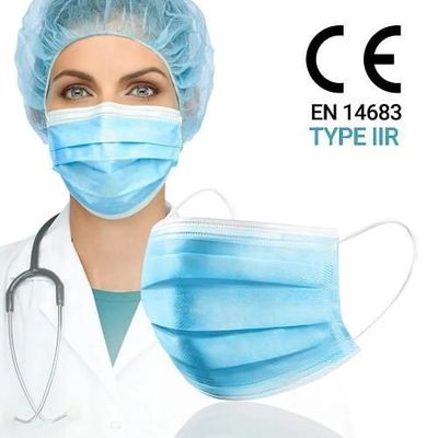 Flat ASTM Level 2 Einwegmaske mit Nasenklemm Elastisch CE ISO 13485 FDA Bef 98%