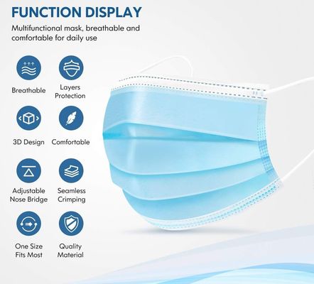 Flat High Filter Einweg 3 Ply Gesichtsmaske Antibakterien Virus Blau Andere Farbe Blau